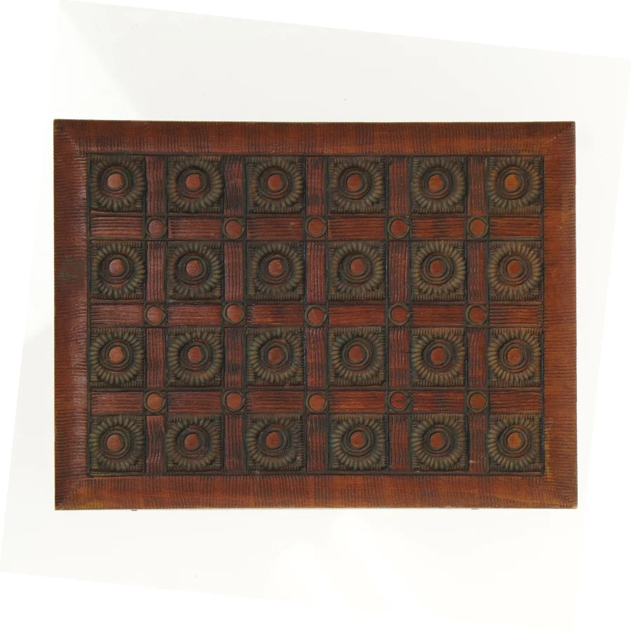 Ornamenteret Træ æske med 2 rum (str. 16 x 12 x 4 cm)