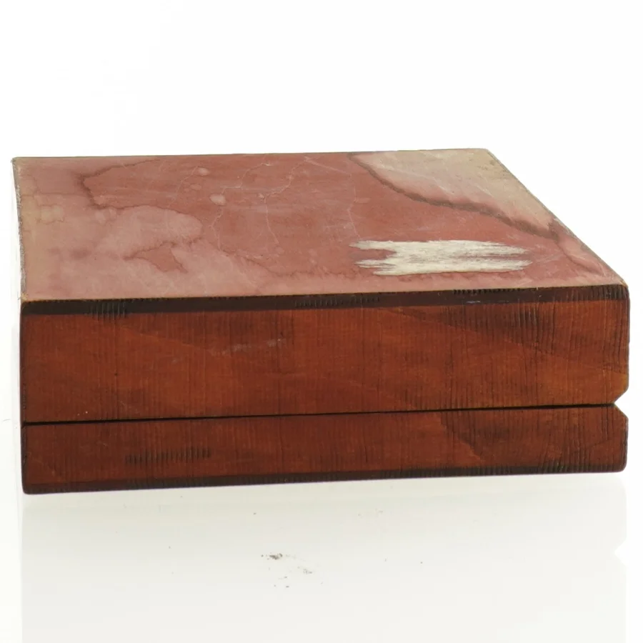 Ornamenteret Træ æske med 2 rum (str. 16 x 12 x 4 cm)