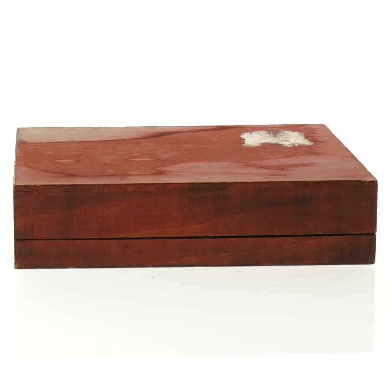Ornamenteret Træ æske med 2 rum (str. 16 x 12 x 4 cm)