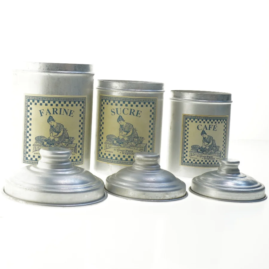 Sæt af vintage metal opbevaringsdåser (str. 20 og 17 og 16 cm)