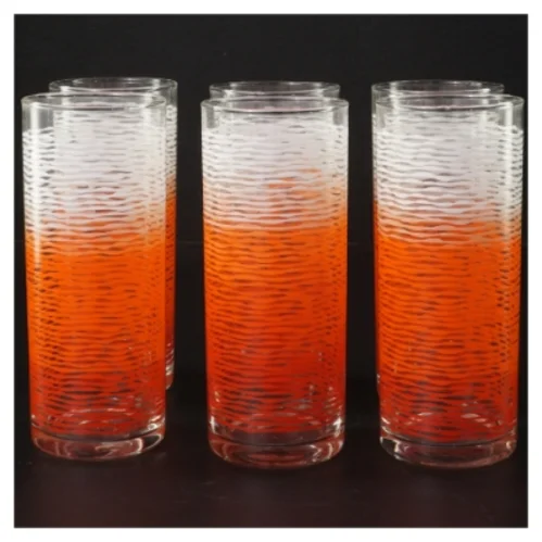 1970er Vintage Sæt med seks drikkeglas (str. H 14 cm, ø 6 cm)