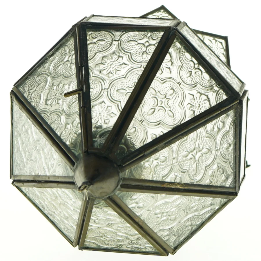Glas- og metal hænge lysholder (str. 24 x. 15 cm)