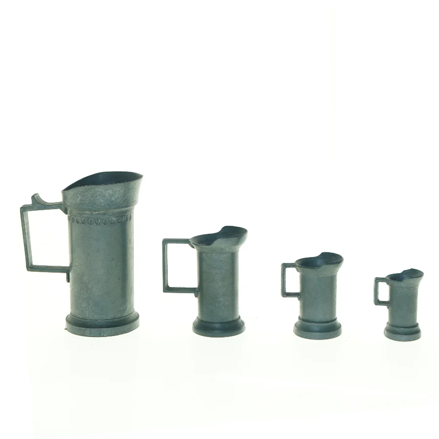 Peltrato Sæt af tin målekopper kander (str. 5 cm til 13 cm)