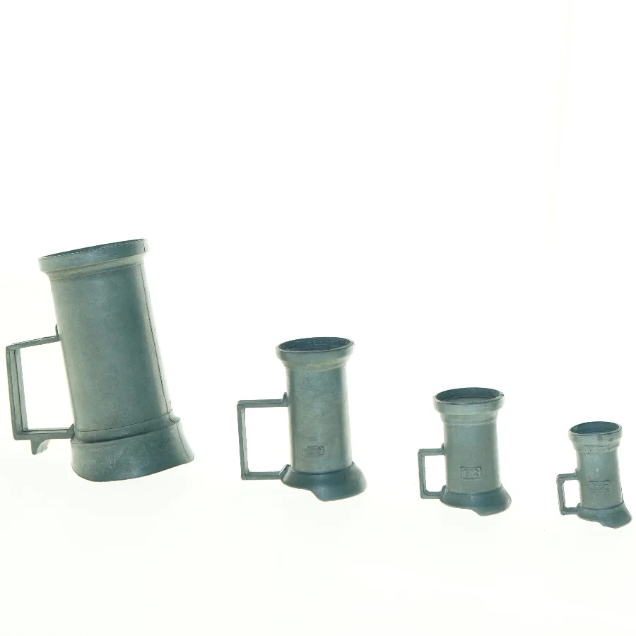 Peltrato Sæt af tin målekopper kander (str. 5 cm til 13 cm)