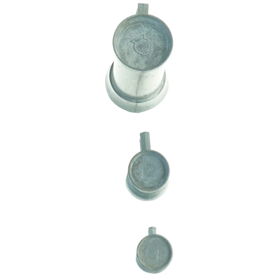 Peltrato Sæt af tin målekopper kander (str. 5 cm til 13 cm)