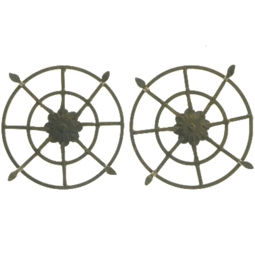 Art Deco Støbejern blomstermotiv trivet (str. Ø 19 cm)