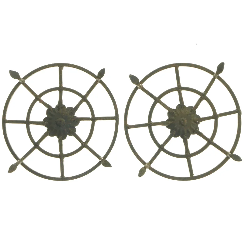 Art Deco Støbejern blomstermotiv trivet (str. Ø 19 cm)