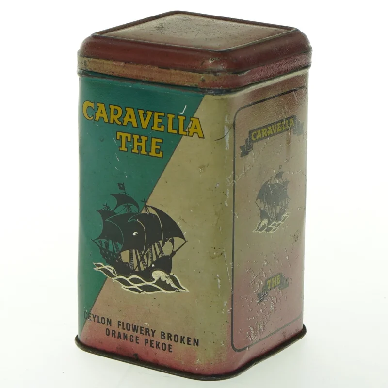 Antik te dåse (str. H. 14 cm. 8,5 x 8,5 cm)