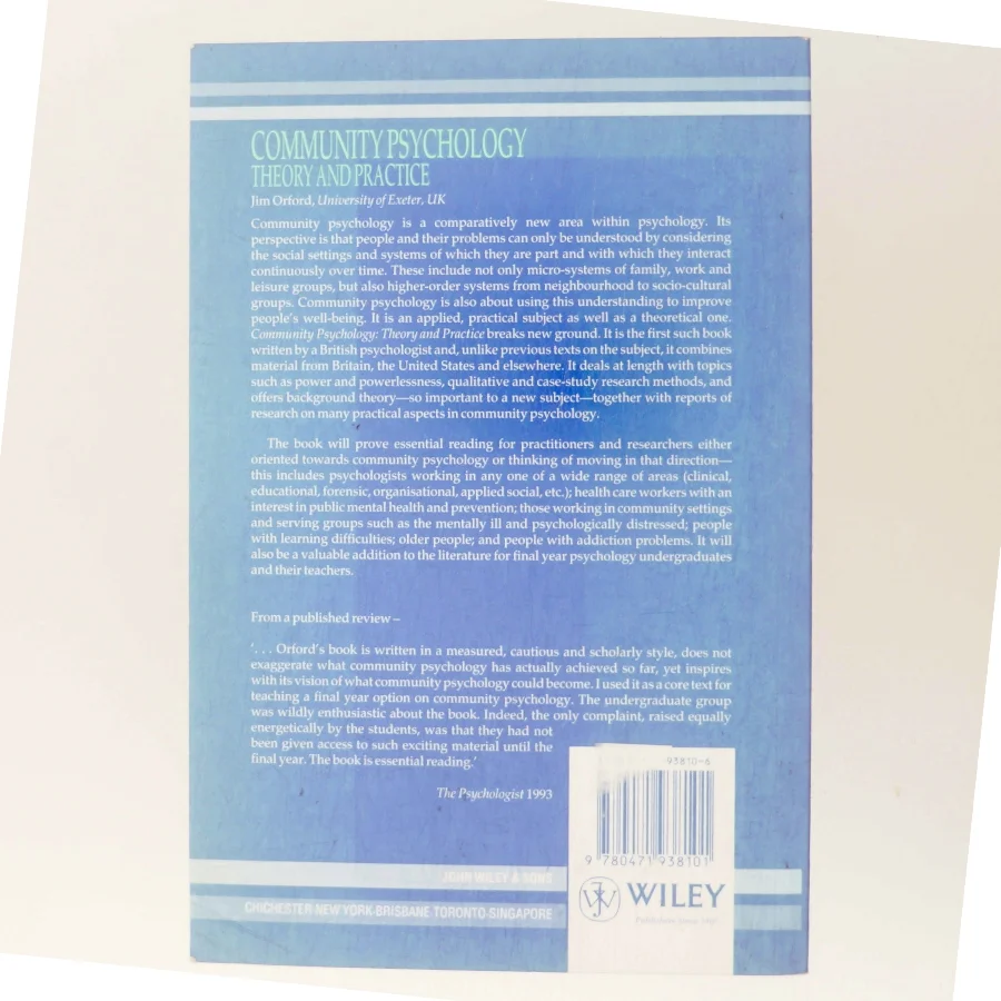 Community psychology : theory and practice af Jim Orford (Bog)