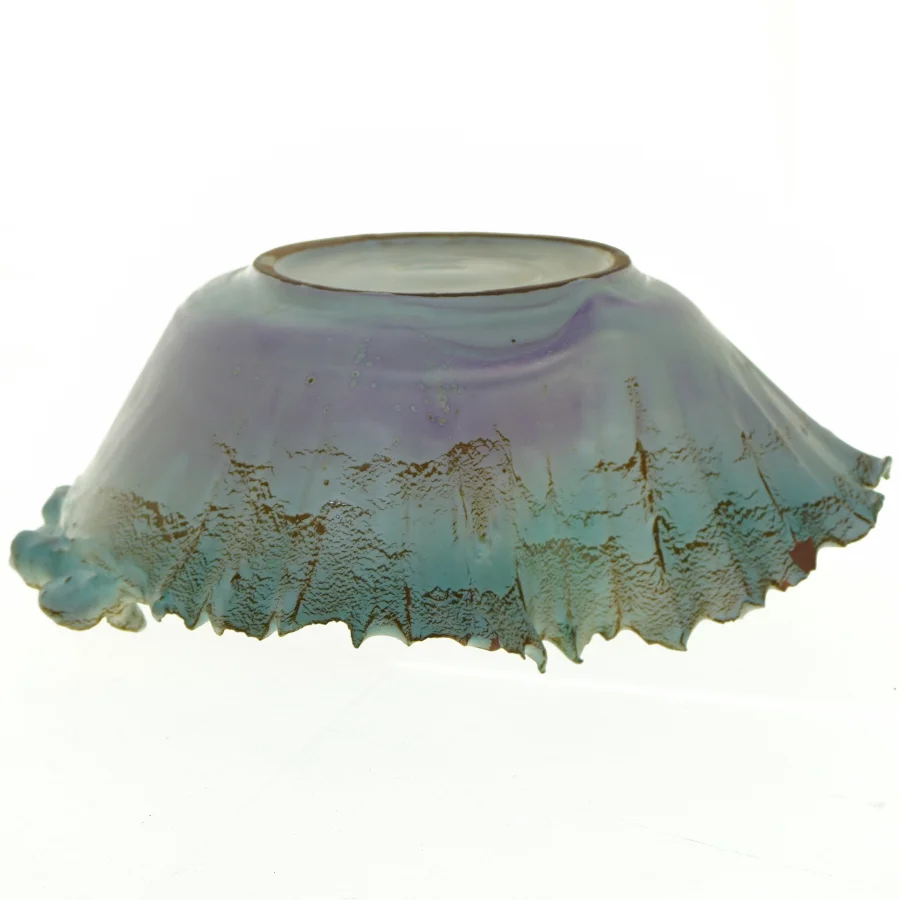 Dekorativ håndlavet drejet skål med muslingeform (str. 24,5 x, 23,5 cm)