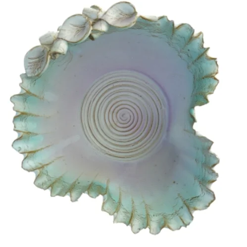 Dekorativ håndlavet drejet skål med muslingeform (str. 24,5 x, 23,5 cm)