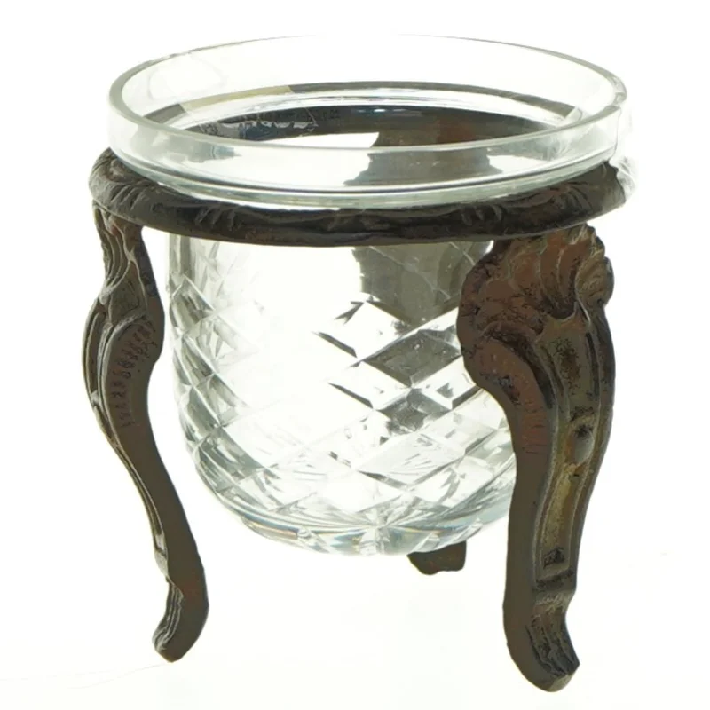 Glasskål med jernfod (str. 9 x 8 cm)
