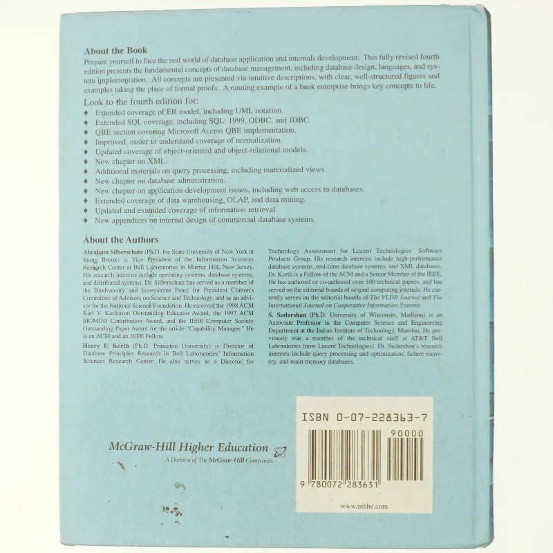 Database System Concepts by Henry F., Sudarshan, S., Silberschatz, Abraham Korth af Henry F. Korth, Abraham Silberschatz (Bog)