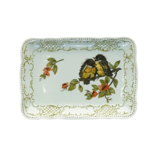 Håndmalet porcelæn fad fra West Germany(str. 18 x 13 cm)