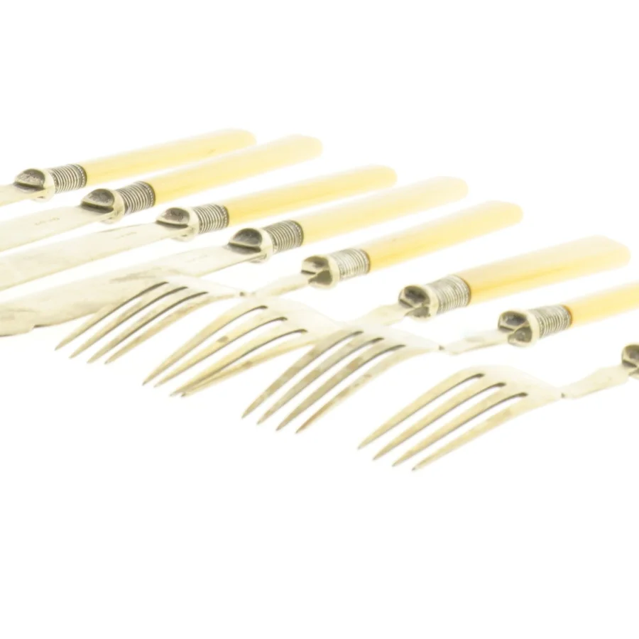 Vintage sølvtøj fiske bestiksæt (str. 18 cm og 20 cm)