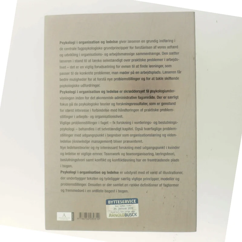 Psykologi i organisation og ledelse (Bog)