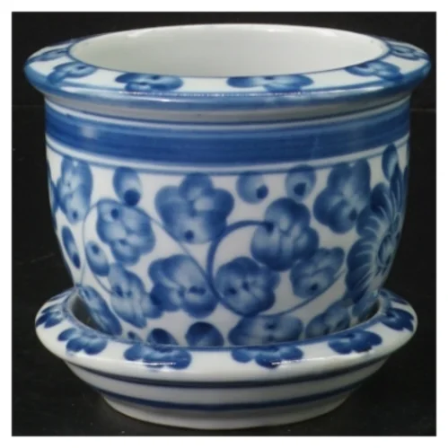 Blomsterpotte med underskål (str. H 9 cm. ø. 10 cm)