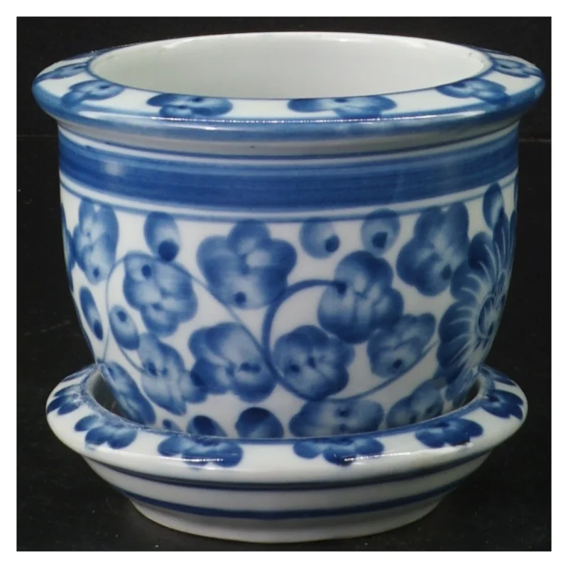 Blomsterpotte med underskål (str. H 9 cm. ø. 10 cm)