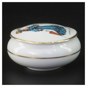 Jugend Porcelænskrukke med låg fra Bavaria (str. Ø 7 cm)