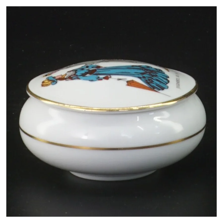 Jugend Porcelænskrukke med låg fra Bavaria (str. Ø 7 cm)