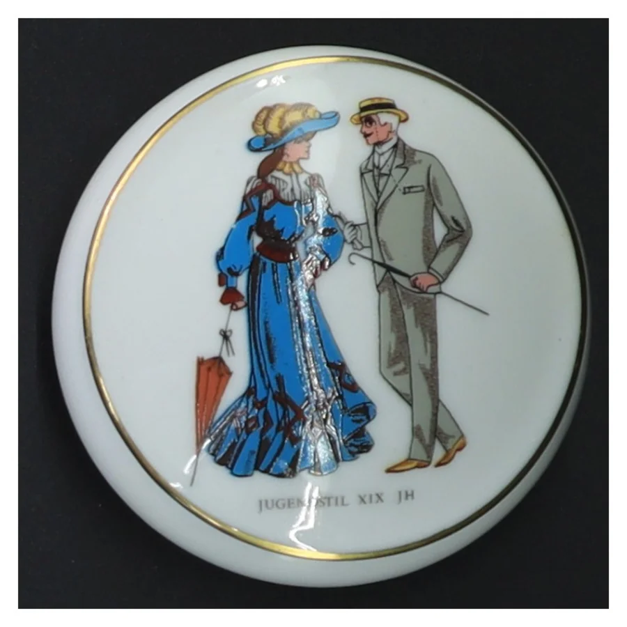 Jugend Porcelænskrukke med låg fra Bavaria (str. Ø 7 cm)