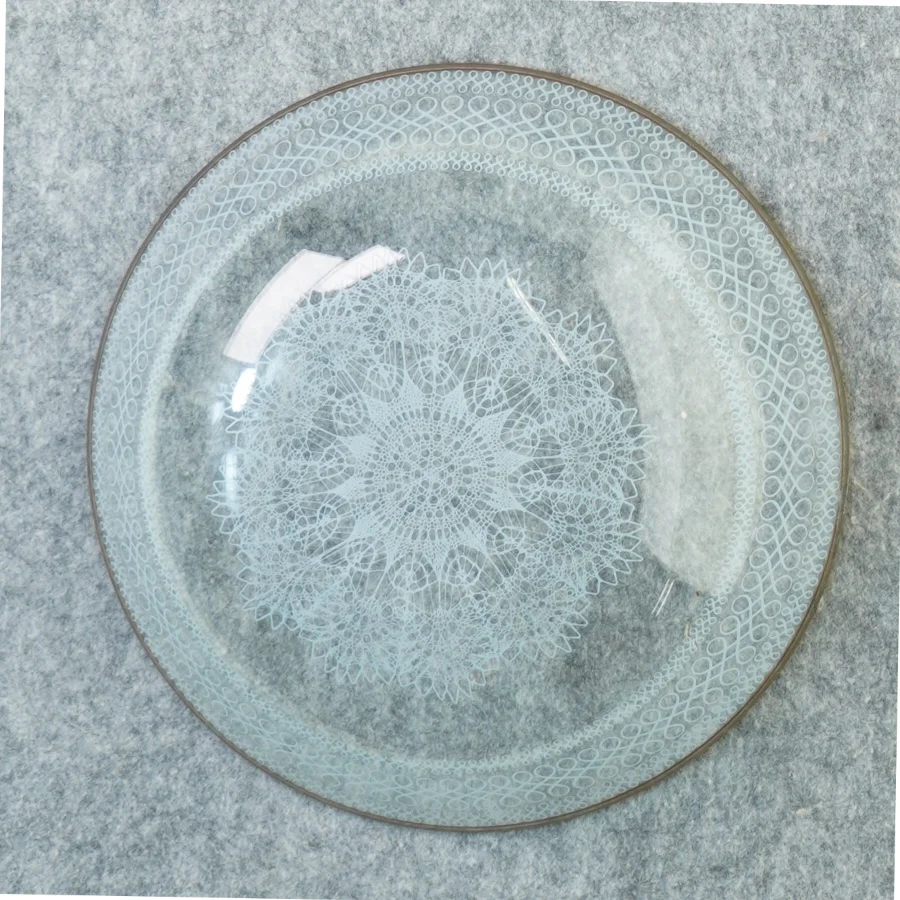 Glasskål med Blonde Dekoration og Guldkant (str. 22 x 5 cm)