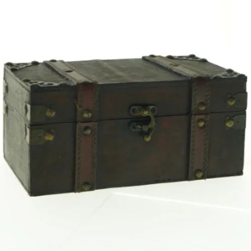 Antik træskrin (str. 22 x, 12 x 10 cm)