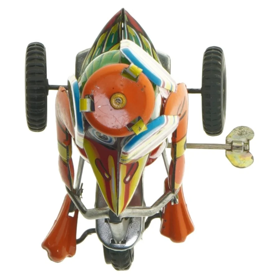 1920'er Blik legetøj, and på cykel (str. 20 cm)