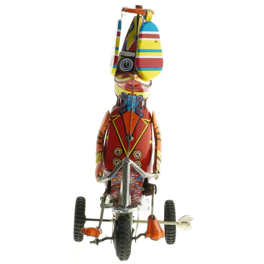 1920'er Blik legetøj, and på cykel (str. 20 cm)