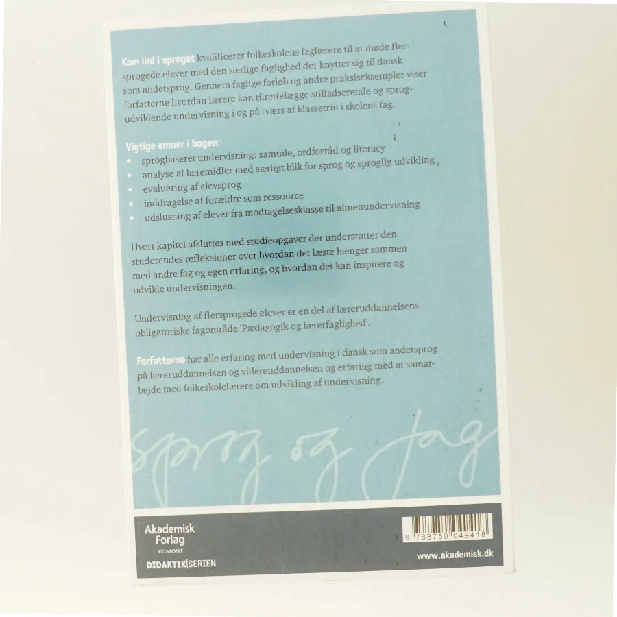 Kom ind i sproget : flersprogede elever i fagundervisning (Bog)