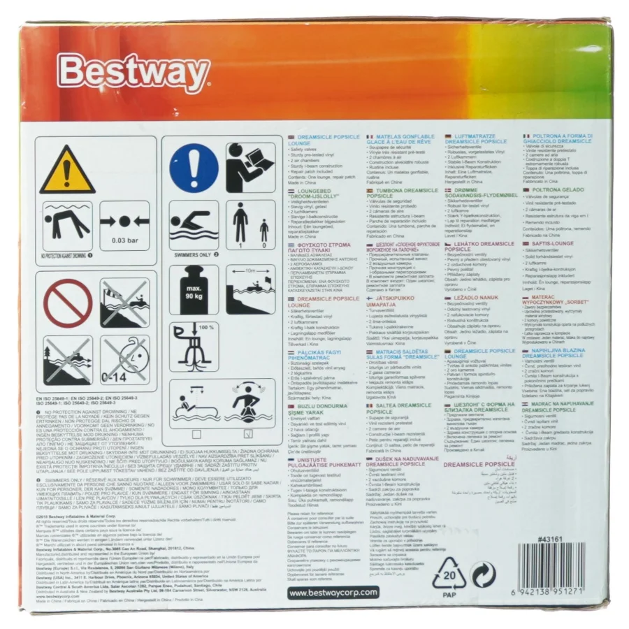 Ispind Luftmadras fra Bestway (str. 185 x 89 cm)