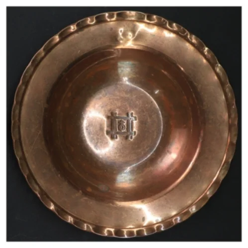 Messing Skål med kvinde symbol (str. Ø. 20 cm)