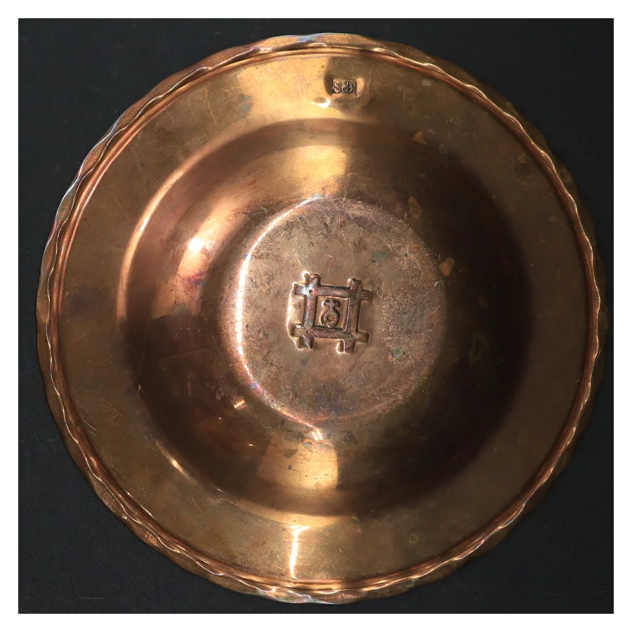 Messing Skål med kvinde symbol (str. Ø. 20 cm)