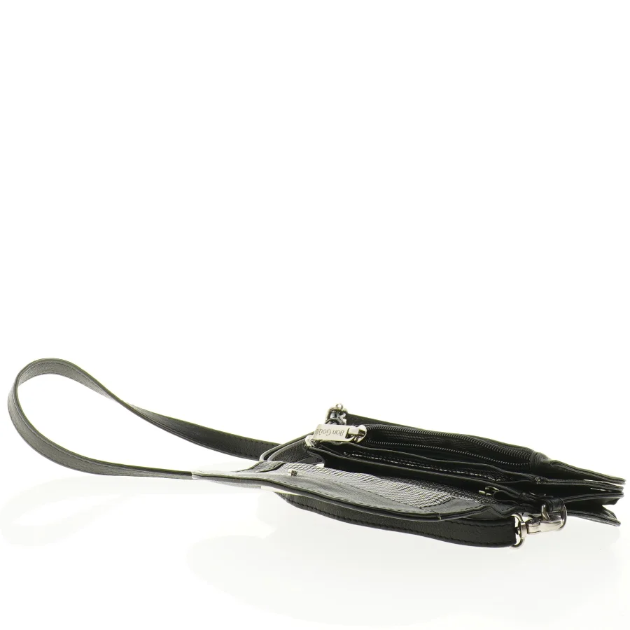 Sort Bon Goût Crossbody lædertaske med skulderrem (str. 16 x 11 cm)