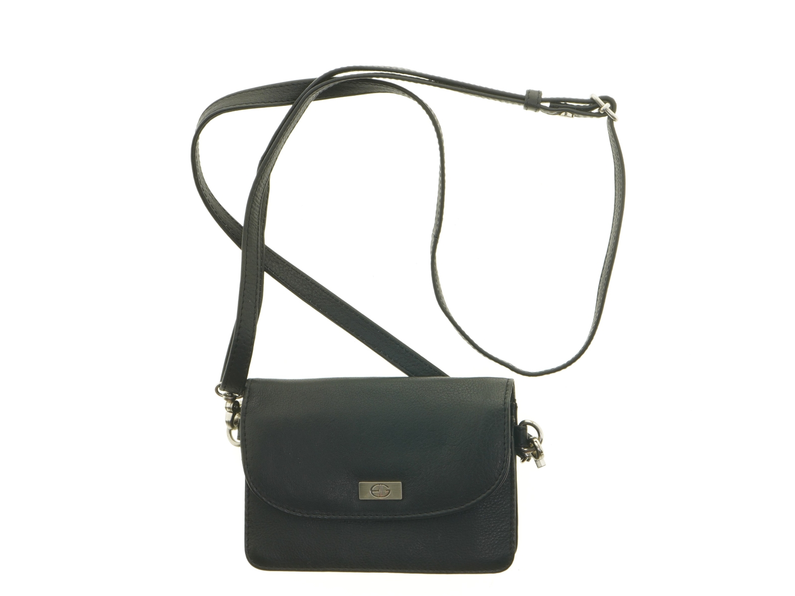 Sort Bon Goût Crossbody lædertaske med skulderrem (str. 16 x 11 cm)