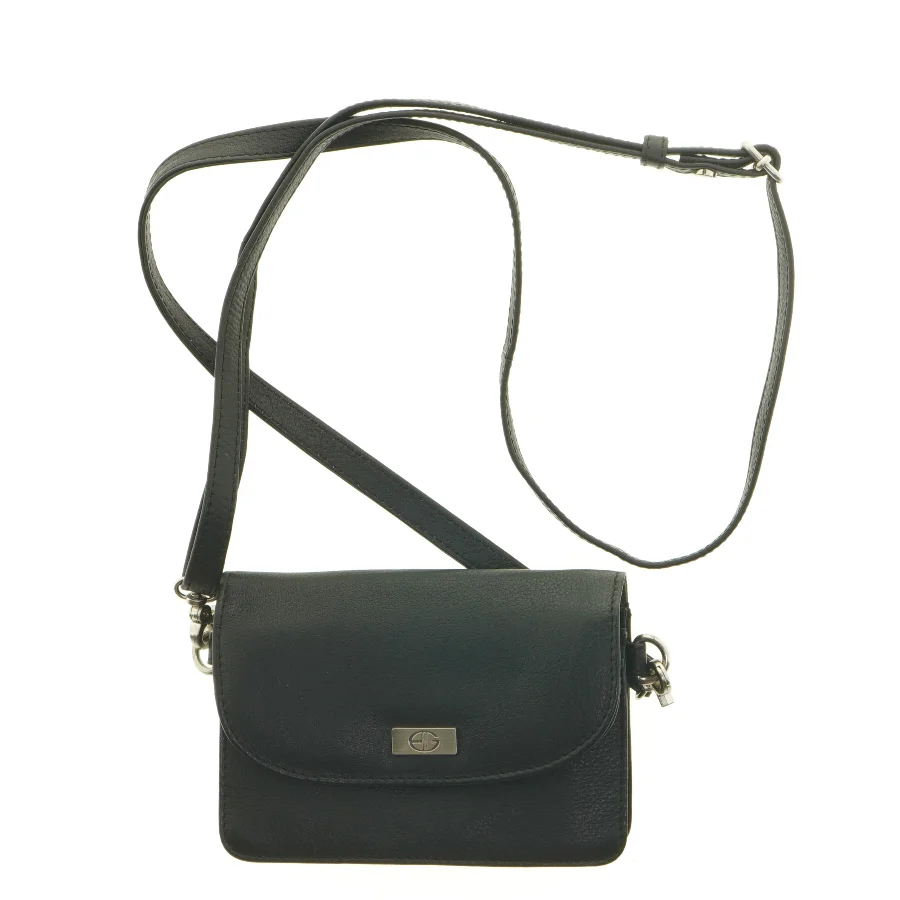Sort Bon Goût Crossbody lædertaske med skulderrem (str. 16 x 11 cm)