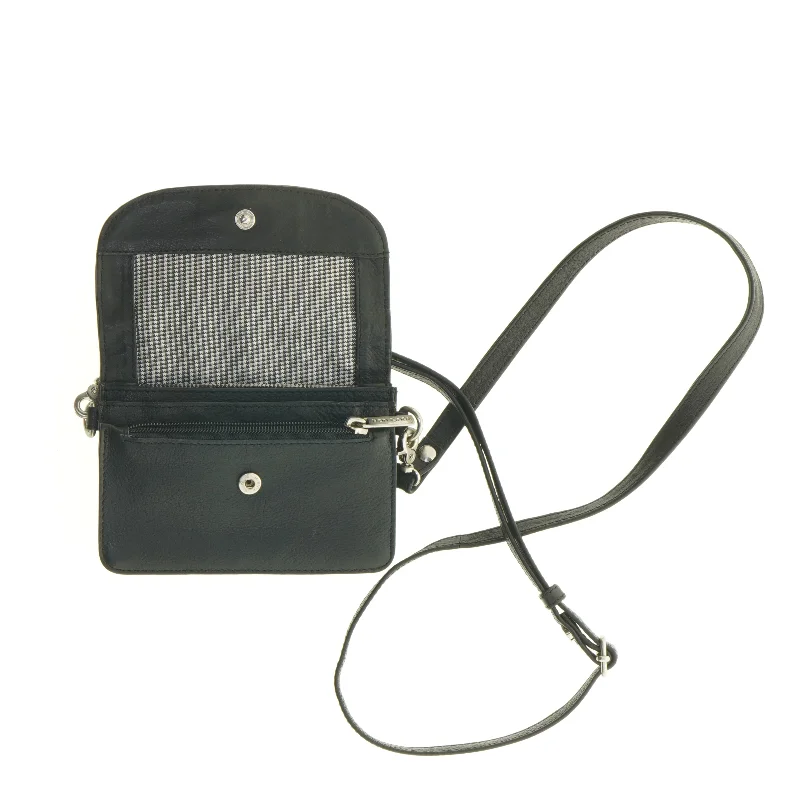 Sort Bon Goût Crossbody lædertaske med skulderrem (str. 16 x 11 cm)