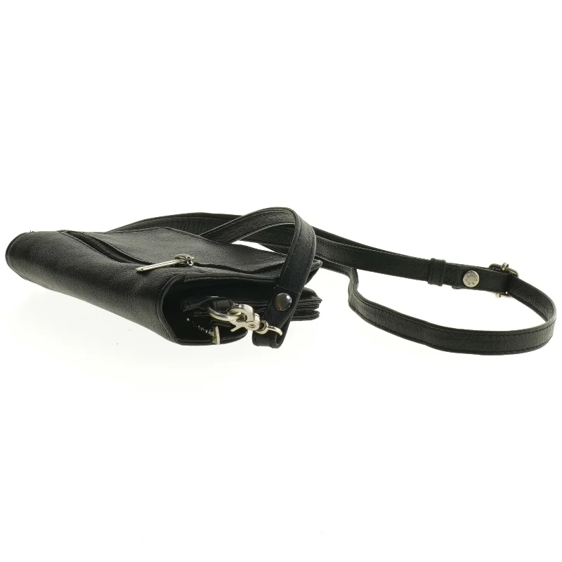 Sort Bon Goût Crossbody lædertaske med skulderrem (str. 16 x 11 cm)