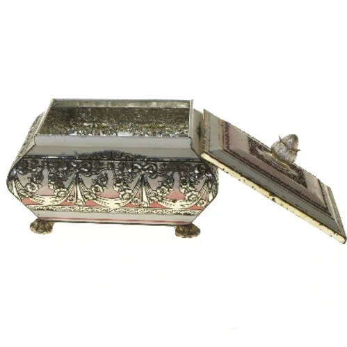 Dekorativ metalkasse med låg (str. 17x14 cm)