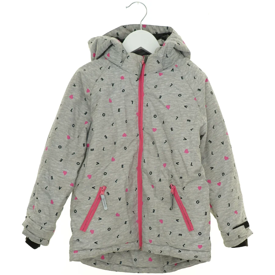 Hætte jakke med hjerter og LOVE fra H&M (str. 122 cm)