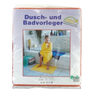 Hvid Tyk bademåtte kraftig mønsterstrikket kvalitet 100% bomuld (str. 50 x 70 cm)