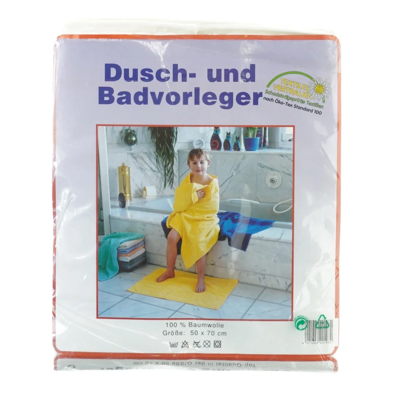 Hvid Tyk bademåtte kraftig mønsterstrikket kvalitet 100% bomuld (str. 50 x 70 cm)