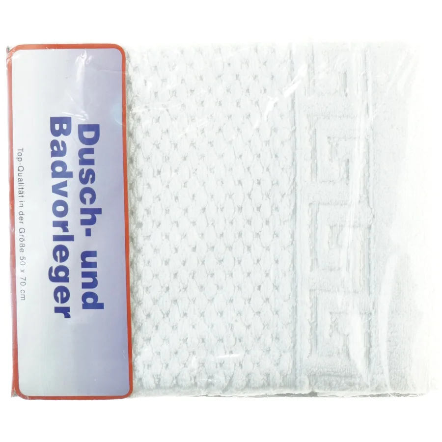 Hvid Tyk bademåtte kraftig mønsterstrikket kvalitet 100% bomuld (str. 50 x 70 cm)