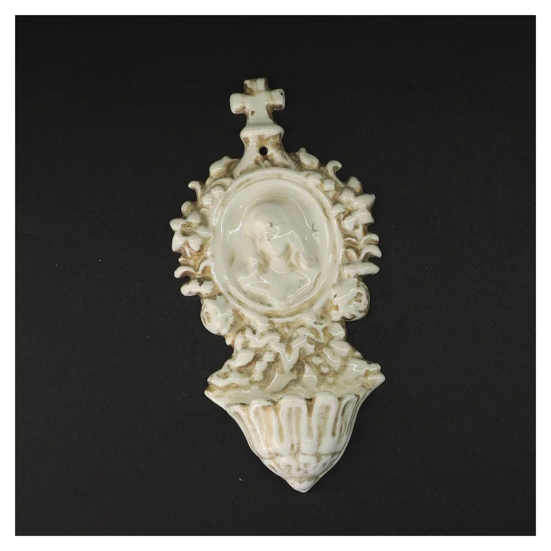 Antikt vievandsk kar Porcelæn vægophæng (str. 22 x 10 cm)