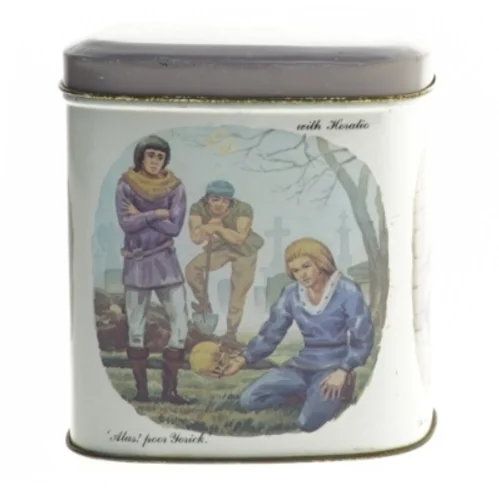 Dekorativ opbevaringsdåse med Shakespeare-tema fra Bristows (str. 11x10x8 cm)