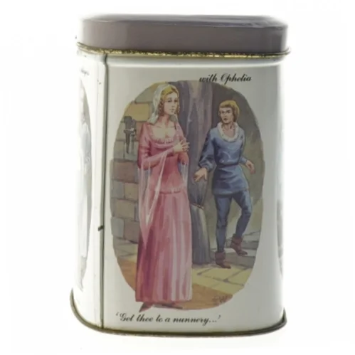 Dekorativ opbevaringsdåse med Shakespeare-tema fra Bristows (str. 11x10x8 cm)