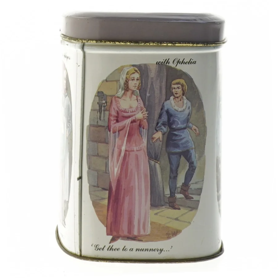 Dekorativ opbevaringsdåse med Shakespeare-tema fra Bristows (str. 11x10x8 cm)
