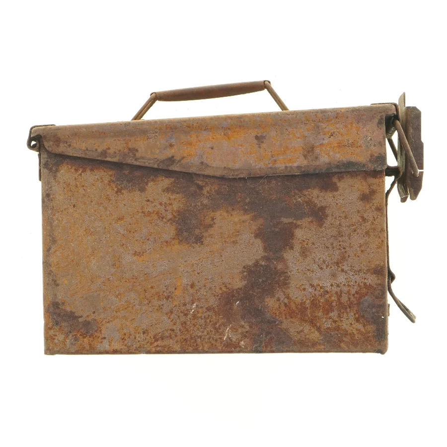 Ammunitions kasse i rust metal (str. 29 x 19 x 15 cm)