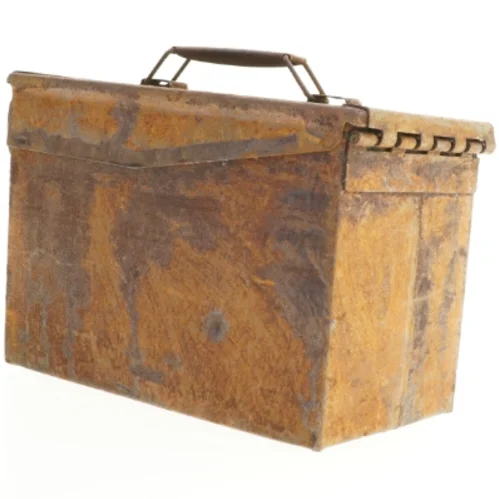Ammunitions kasse i rust metal (str. 29 x 19 x 15 cm)