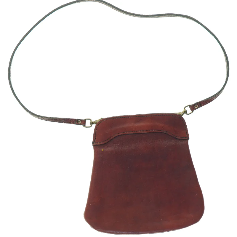 Retro Rød læder Crossbody Vintage skuldertaske (str. 22 x 22 cm)